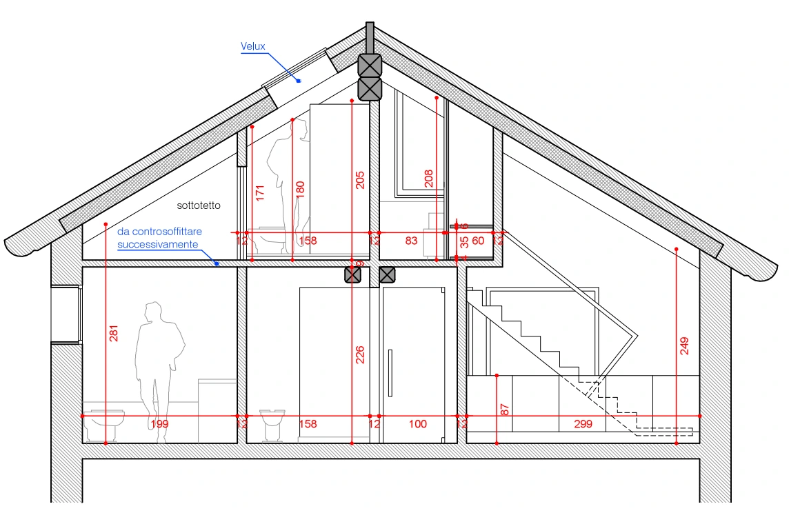 Cross section - Staircase and floors