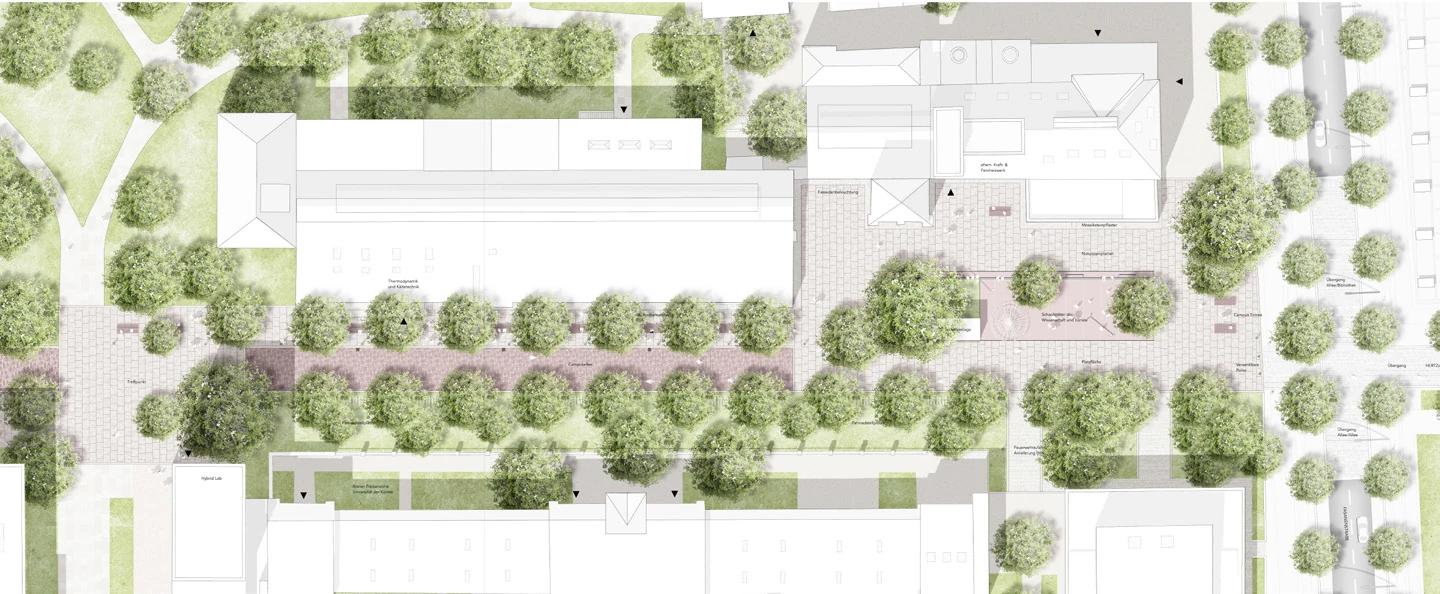 Site plan - Main axis and meeting places