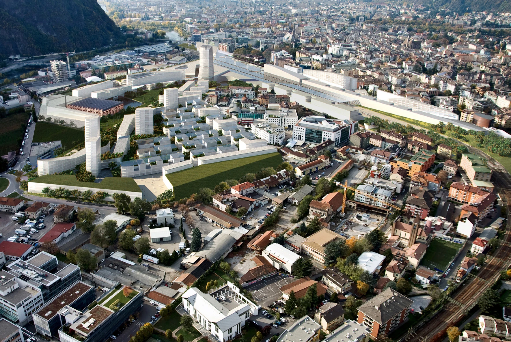 Aerial view - Station district and urban context